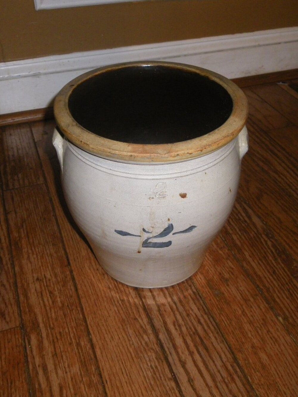 Vintage Large Glazed Stoneware Jug / Pot Rustic Primitive Patina “2”